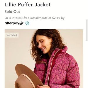Anthropologie Pink Lillie Puffer Jacket